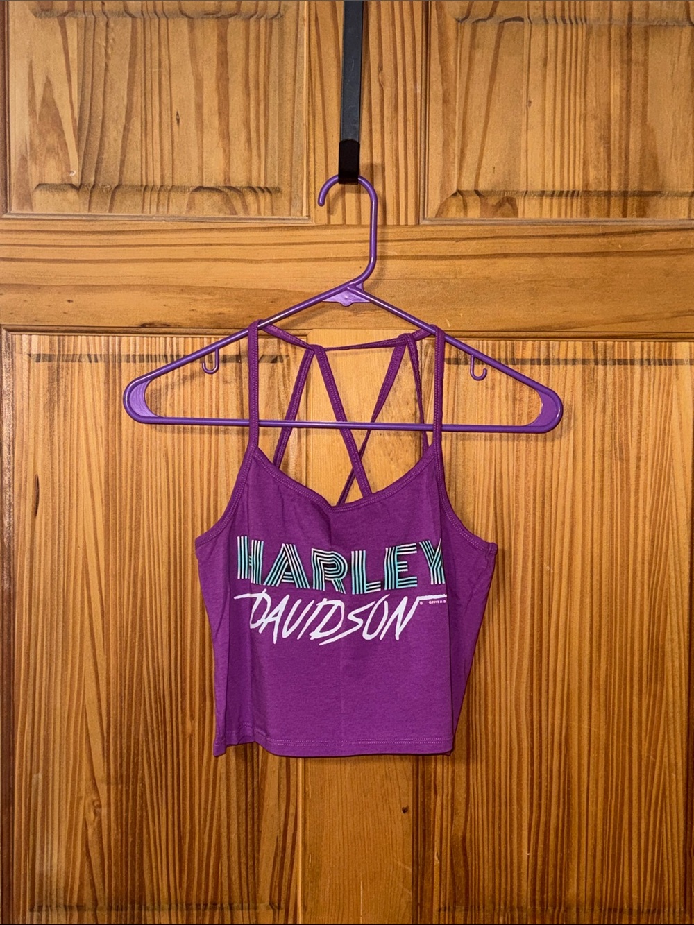 Harley-Davidson Purple Strappy Crop Camisole with Front Logo